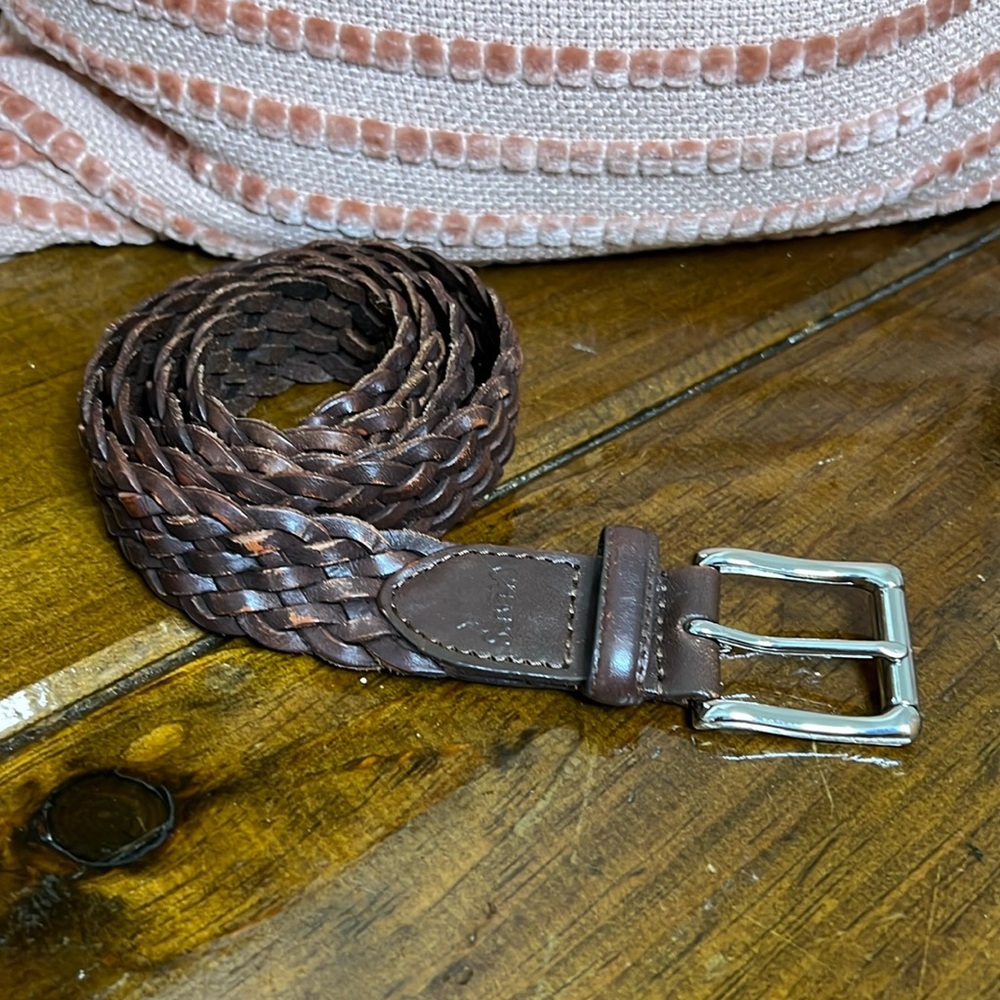 Chaps Leather Brown Braided Belt- 36‎ Waist